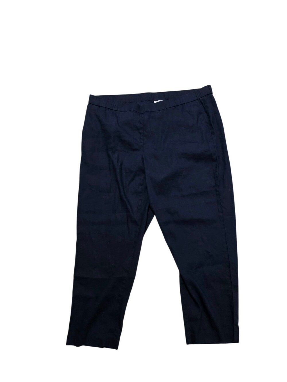 J. Jill Linen Stretch Pants Women's 2X Navy Blue Elastic Waist Ankle Length